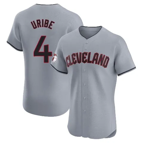 Men's Cleveland Guardians ＃4 Juan Uribe Gray Elite Road Jersey