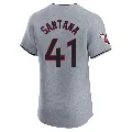 Men's Cleveland Guardians ＃41 Carlos Santana Gray Elite Road Jersey