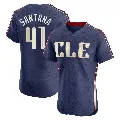 Men's Cleveland Guardians ＃41 Carlos Santana Navy Elite 2024 City Connect Jersey