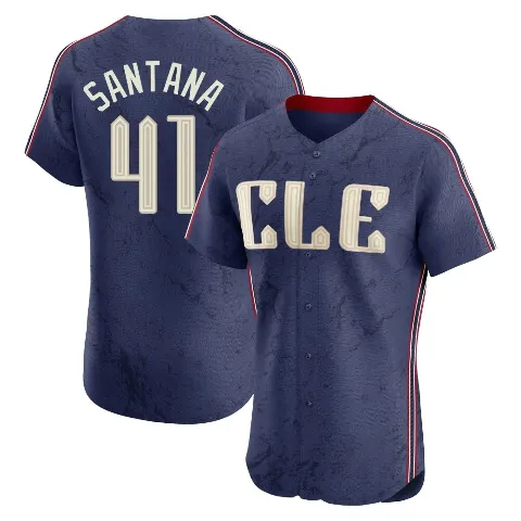 Men's Cleveland Guardians ＃41 Carlos Santana Navy Elite 2024 City Connect Jersey