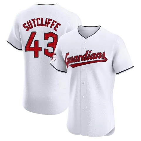 Men's Cleveland Guardians ＃43 Rick Sutcliffe White Elite Home Jersey
