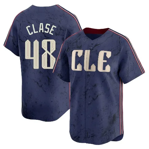 Men's Cleveland Guardians ＃48 Emmanuel Clase Navy Limited 2024 City Connect Jersey
