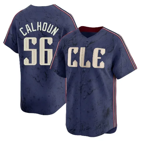 Men's Cleveland Guardians ＃56 Kole Calhoun Navy Limited 2024 City Connect Jersey