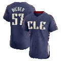 Men's Cleveland Guardians ＃57 Shane Bieber Navy Elite 2024 City Connect Jersey