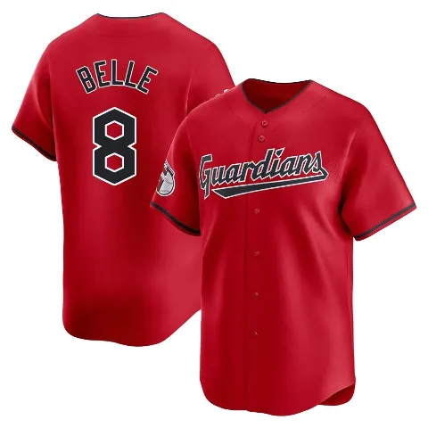Men's Cleveland Guardians ＃8 Albert Belle Red Limited Alternate Jersey