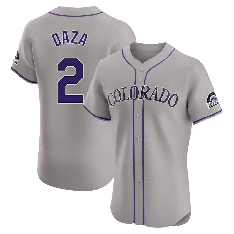 Men's Colorado Rockies ＃2 Yonathan Daza Gray Elite Road Jersey