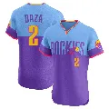 Men's Colorado Rockies ＃2 Yonathan Daza Purple/Light Elite Blue 2025 City Connect Jersey