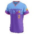 Men's Colorado Rockies ＃2 Yonathan Daza Purple/Light Elite Blue 2025 City Connect Jersey