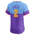 Men's Colorado Rockies ＃2 Yonathan Daza Purple/Light Elite Blue 2025 City Connect Jersey