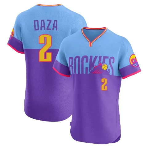 Men's Colorado Rockies ＃2 Yonathan Daza Purple/Light Elite Blue 2025 City Connect Jersey