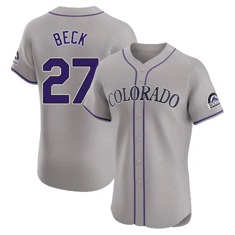 Men's Colorado Rockies ＃27 Jordan Beck Gray Elite Road Jersey