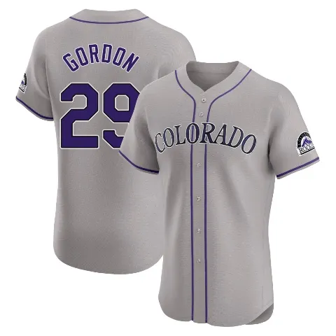 Men's Colorado Rockies ＃29 Tanner Gordon Gray Elite Road Jersey