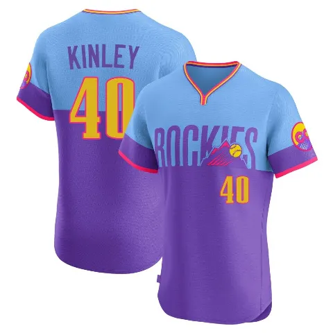 Men's Colorado Rockies ＃40 Tyler Kinley Purple/Light Elite Blue 2025 City Connect Jersey