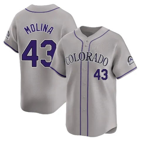 Men's Colorado Rockies ＃43 Anthony Molina Gray Limited Road Jersey