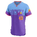 Men's Colorado Rockies ＃43 Anthony Molina Purple/Light Elite Blue 2025 City Connect Jersey