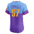 Men's Colorado Rockies ＃57 Angel Chivilli Purple/Light Elite Blue 2025 City Connect Jersey
