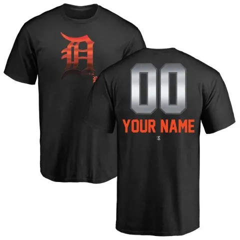 Men's Detroit Tigers ＃00 Custom T-Shirt Black Custom Midnight Mascot T-Shirt -