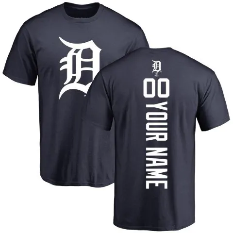 Men's Detroit Tigers ＃00 Custom T-Shirt Navy Custom Backer T-Shirt -