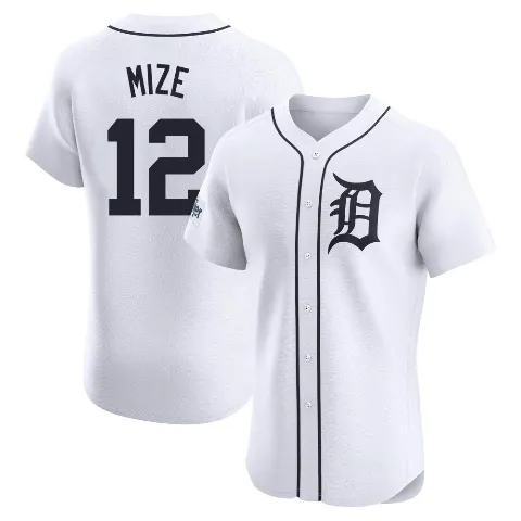Men's Detroit Tigers ＃12 Casey Mize White Elite Home Patch Jersey