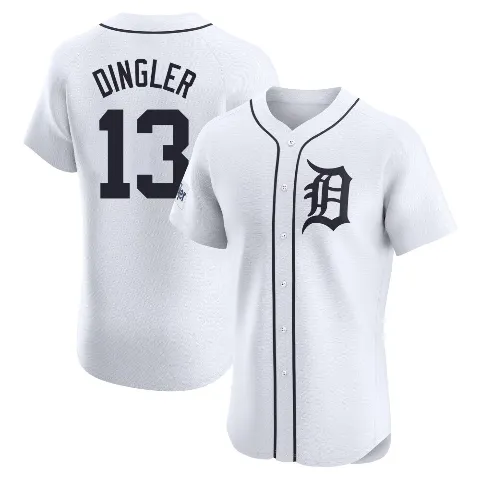 Men's Detroit Tigers ＃13 Dillon Dingler White Elite Home Patch Jersey