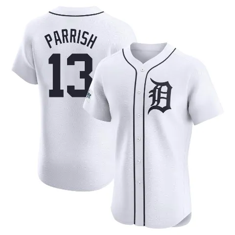Men's Detroit Tigers ＃13 Lance Parrish White Elite Home Patch Jersey