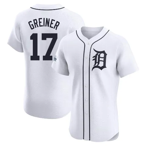 Men's Detroit Tigers ＃17 Grayson Greiner White Elite Home Patch Jersey