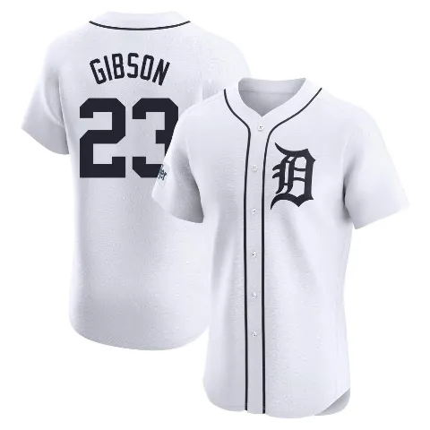 Men's Detroit Tigers ＃23 Kirk Gibson White Elite Home Patch Jersey