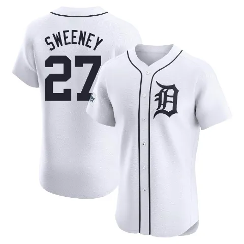 Men's Detroit Tigers ＃27 Trey Sweeney White Elite Home Patch Jersey