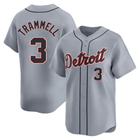 Men's Detroit Tigers ＃3 Alan Trammell Gray Limited Road Jersey