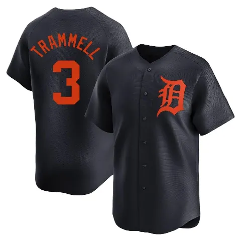 Men's Detroit Tigers ＃3 Alan Trammell Navy Limited Alternate Jersey