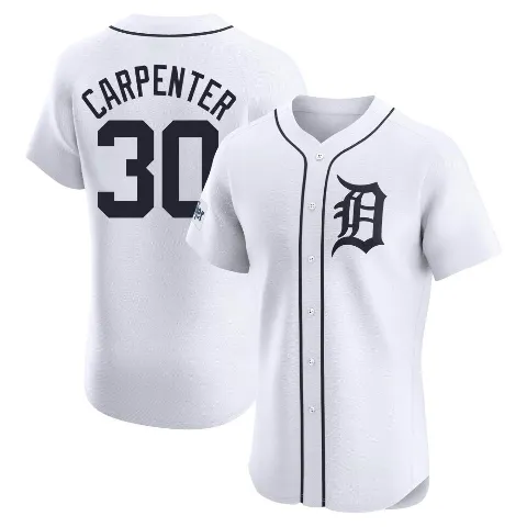 Men's Detroit Tigers ＃30 Kerry Carpenter White Elite Home Patch Jersey