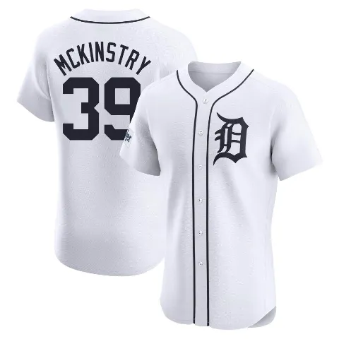 Men's Detroit Tigers ＃39 Zach McKinstry White Elite Home Patch Jersey