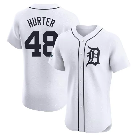 Men's Detroit Tigers ＃48 Brant Hurter White Elite Home Patch Jersey