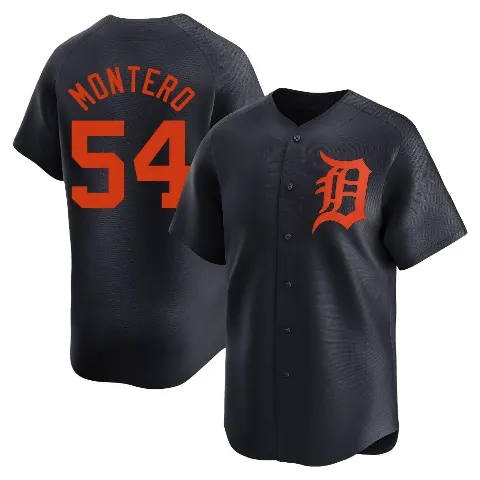Men's Detroit Tigers ＃54 Keider Montero Navy Limited Alternate Jersey