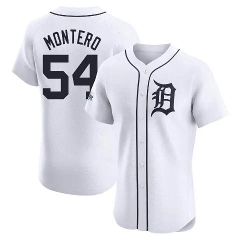 Men's Detroit Tigers ＃54 Keider Montero White Elite Home Patch Jersey