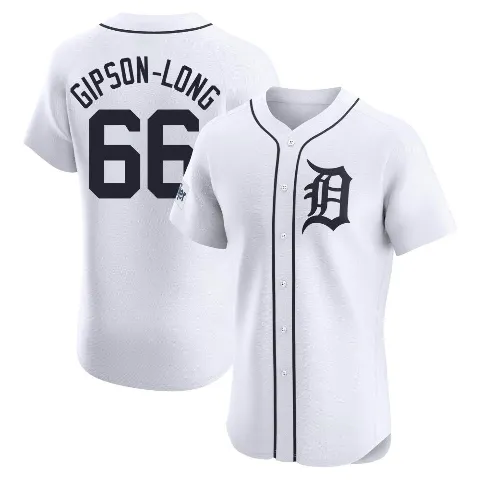 Men's Detroit Tigers ＃66 Sawyer Gipson-Long White Elite Home Patch Jersey