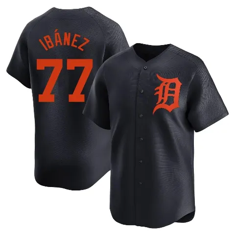 Men's Detroit Tigers ＃77 Andy Ibanez Navy Limited Alternate Jersey