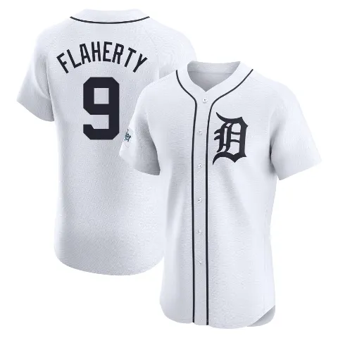 Men's Detroit Tigers ＃9 Jack Flaherty White Elite Home Patch Jersey