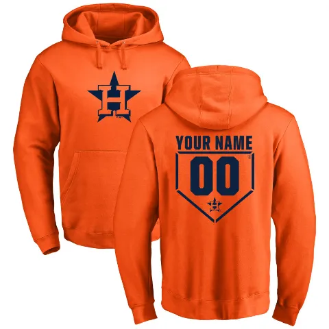 Men's Houston Astros ＃00 Custom Hoodie Orange Custom RBI Pullover Hoodie -