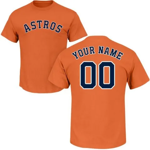 Men's Houston Astros ＃00 Custom T-Shirt Orange Custom Roster Name & Number T-Shirt -