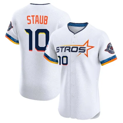 Men's Houston Astros ＃10 Rusty Staub White Elite 2025 City Connect Jersey