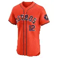 Men's Houston Astros ＃12 Aledmys Diaz Orange Elite Alternate Vapor Premier Jersey