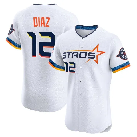 Men's Houston Astros ＃12 Aledmys Diaz White Elite 2025 City Connect Jersey