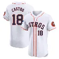 Men's Houston Astros ＃18 Jason Castro White Elite Home Patch Jersey
