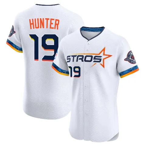 Men's Houston Astros ＃19 Brian Hunter White Elite 2025 City Connect Jersey