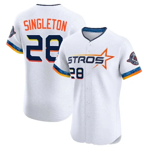 Men's Houston Astros ＃28 Jon Singleton White Elite 2025 City Connect Jersey