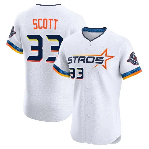 Men's Houston Astros ＃33 Mike Scott White Elite 2025 City Connect Jersey