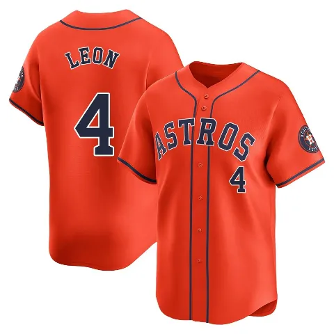 Men's Houston Astros ＃4 Pedro Leon Orange Limited Alternate Jersey