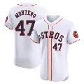 Men's Houston Astros ＃47 Rafael Montero White Elite Home Patch Jersey