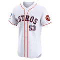 Men's Houston Astros ＃53 Cristian Javier White Elite Home Patch Jersey